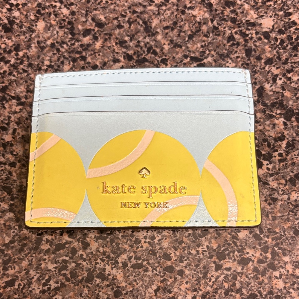 Kate Spade Blue and Yellow Card Holder